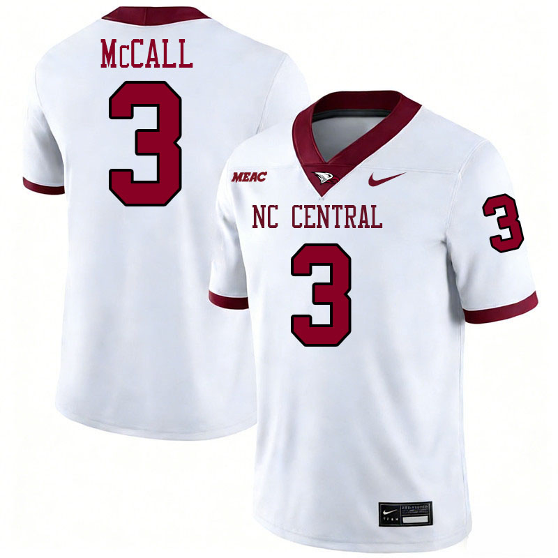 North Carolina Central Eagles #3 Makai McCall College Football Jerseys,Uniforms Stitched-White